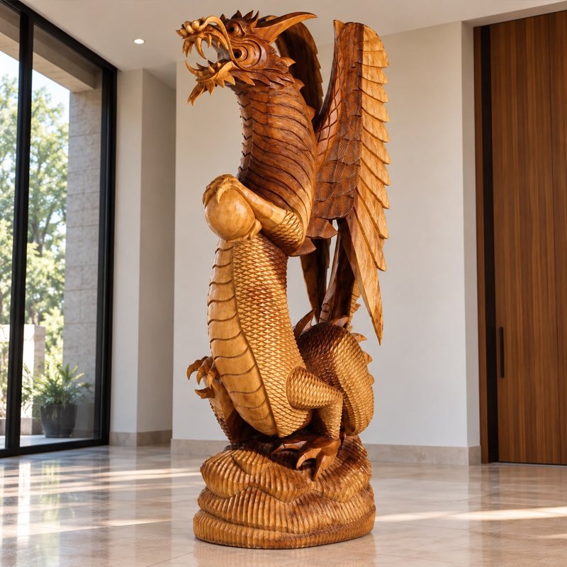 Dragón tallado en madera